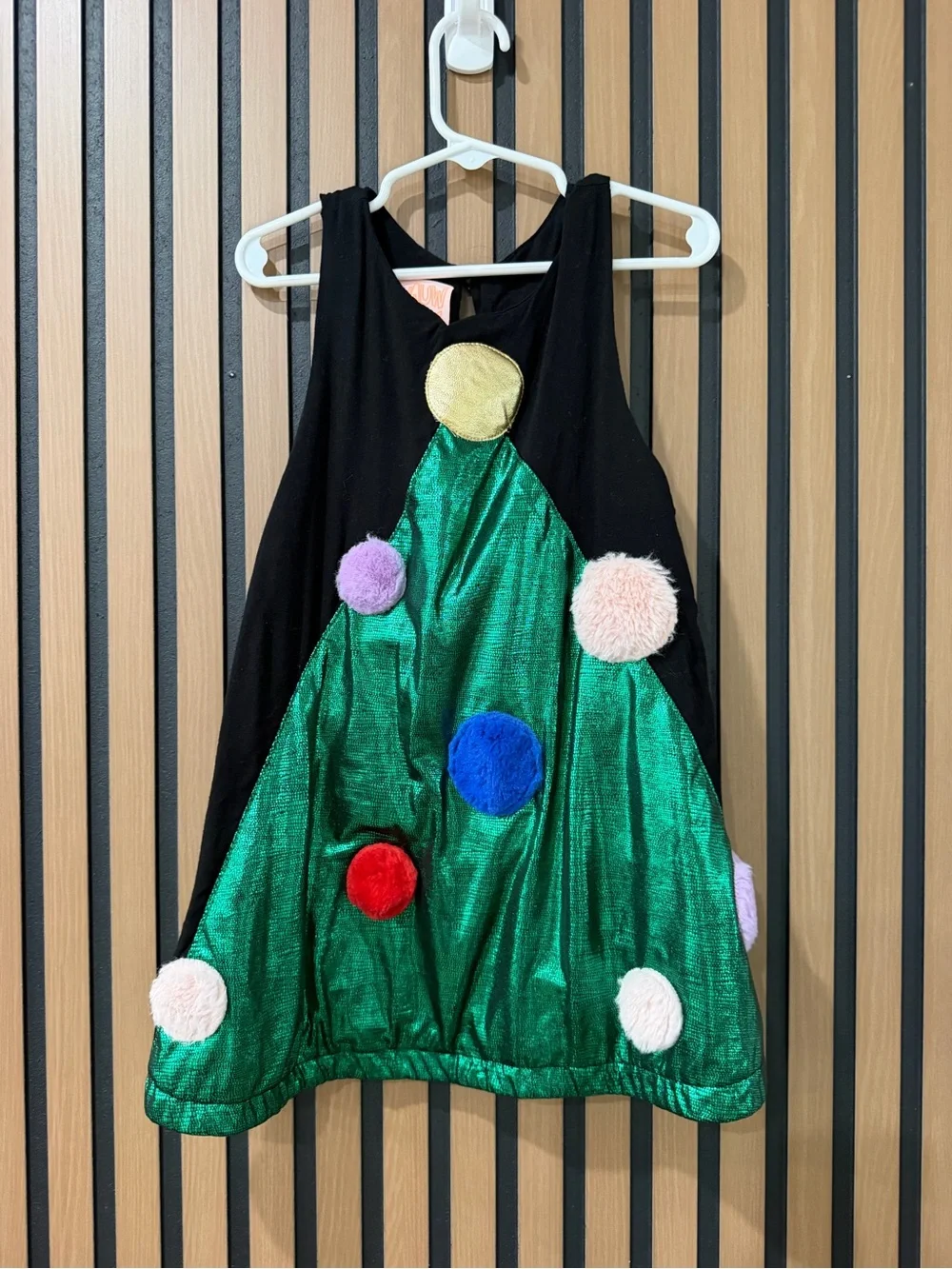 Wauw Capow Copenhagen - Girls Black Dress with Green Sequin Christmas tree dress